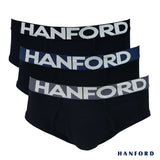 Hanford Men Premium Ribbed Cotton Modern Hipster Briefs w/ Fly Opening Braxton - Assorted Colors (3in1 Pack)